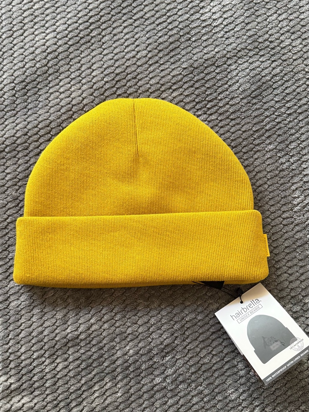 Hairbrella Mustard Yellow Fold-Over Beanie